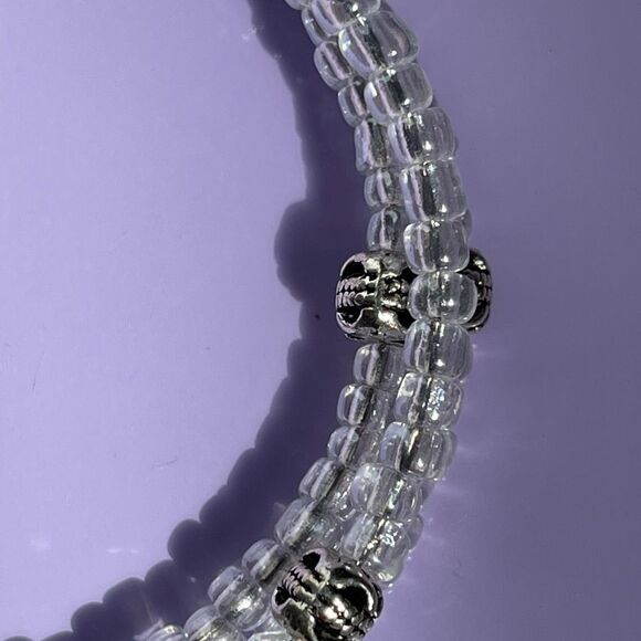 Handmade clear beaded wrap bracelet, seed bead - Picture 5 of 5